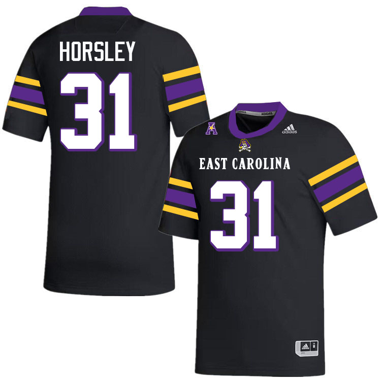 #31 Derrion Horsley East Carolina Pirates College Football Jersey Stitched-Black